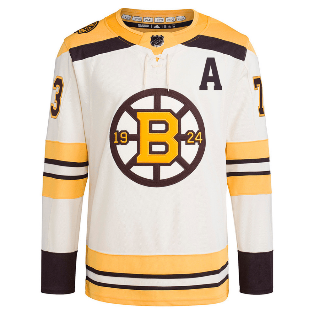 Alternative view of Charlie McAvoy 73 Boston Bruins 100th Anniversary Primegreen Third Men Hockey Jersey - Cream - JS407 