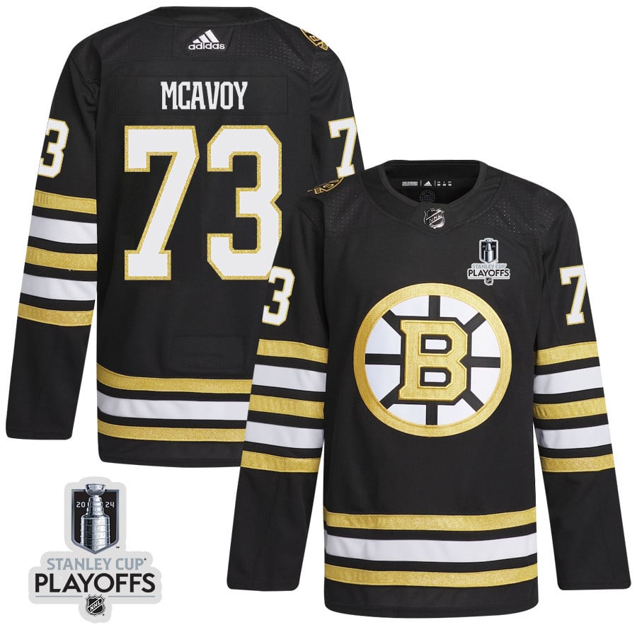 Charlie McAvoy 73 Boston Bruins 2024 NHL Playoffs Patch Home Hockey Jersey - Men, Black - JS272 