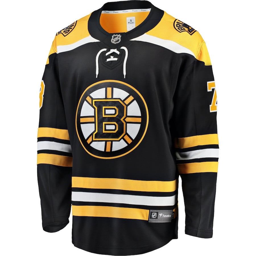 Alternative view of Charlie McAvoy 73 Boston Bruins Home Breakaway Hockey Jersey - Men, Black - JS912 