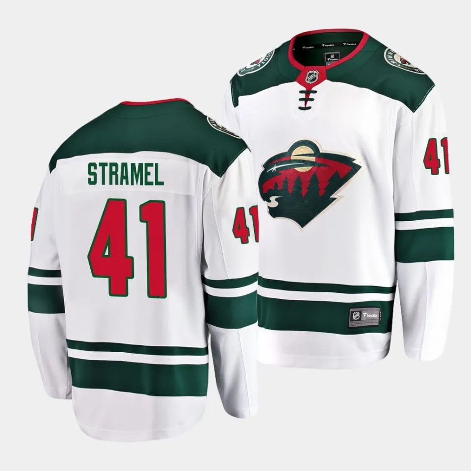 Charlie Stramel #41 Minnesota Wild 2023 Draft Away Men Hockey Jersey - White - JS597 