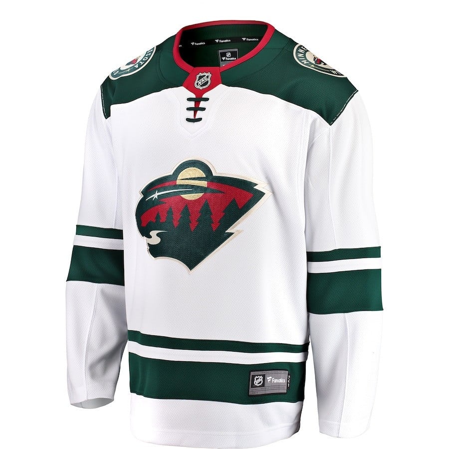 Alternative view of Charlie Stramel #41 Minnesota Wild 2023 Draft Away Men Hockey Jersey - White - JS597 