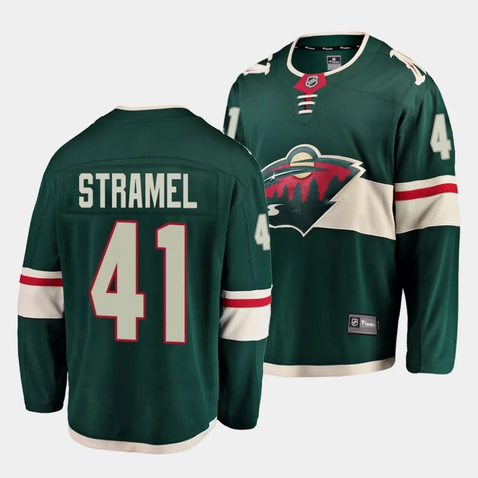 Charlie Stramel #41 Minnesota Wild 2023 Draft Home Men Hockey Jersey - Green - JS968 