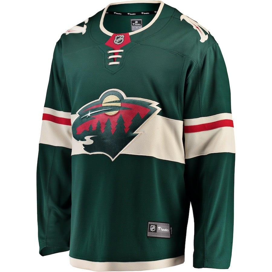 Alternative view of Charlie Stramel #41 Minnesota Wild 2023 Draft Home Men Hockey Jersey - Green - JS968 