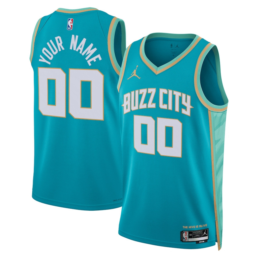 Charlotte Hornets 2023/24 City Edition Swingman Custom Basketball Jersey - Teal - JS833 