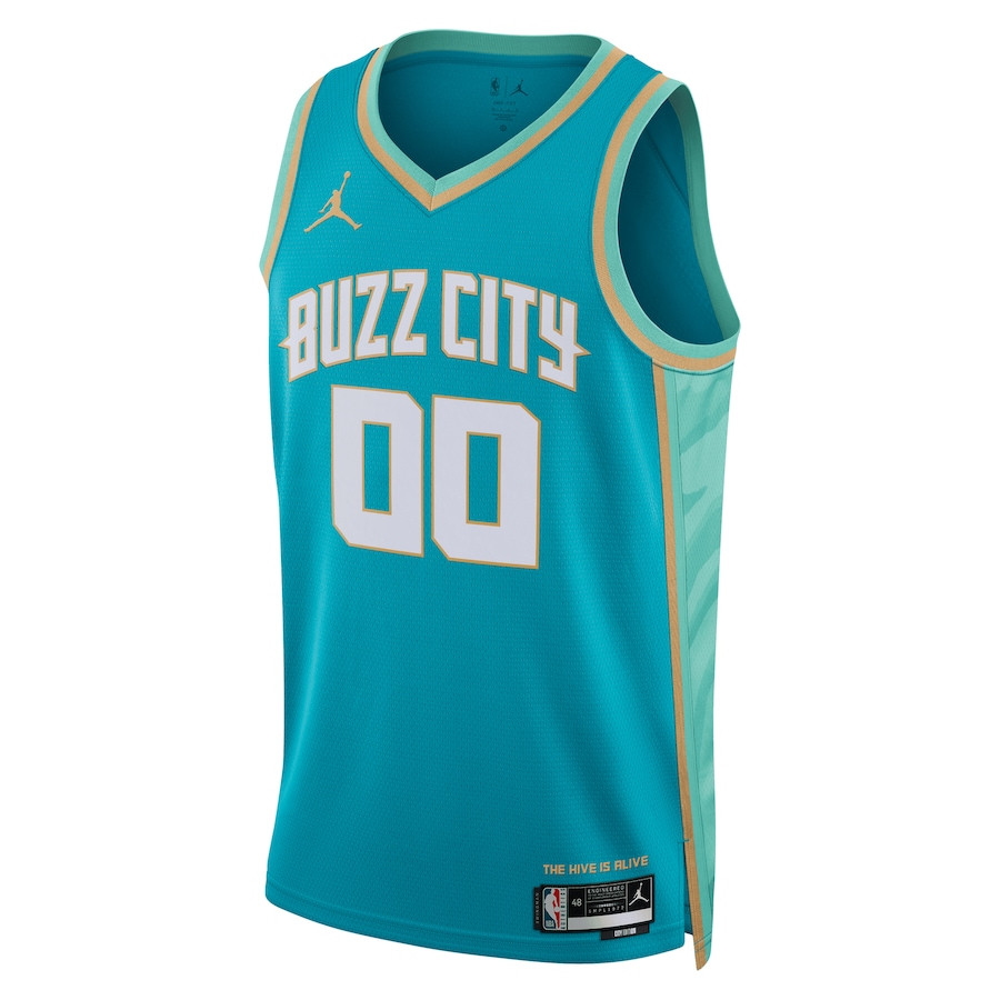Alternative view of Charlotte Hornets 2023/24 City Edition Swingman Custom Basketball Jersey - Teal - JS833 