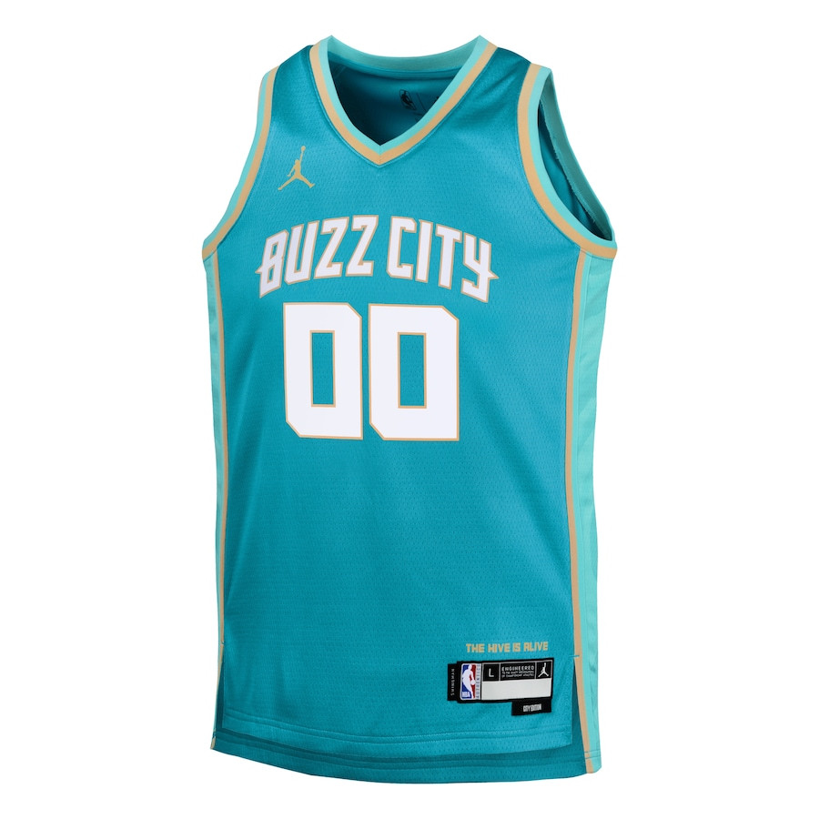 Alternative view of Charlotte Hornets 2023/24 City Edition Swingman Custom YOUTH Basketball Jersey - Teal - JS476 