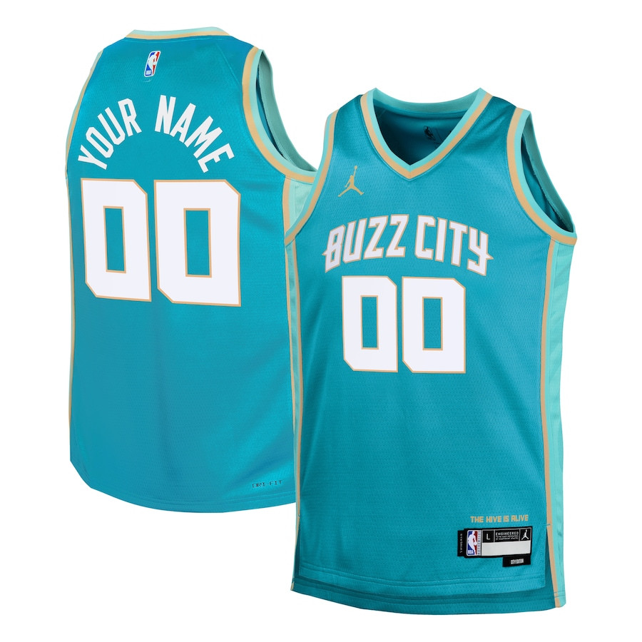 Charlotte Hornets 2023/24 City Edition Swingman Custom YOUTH Basketball Jersey - Teal - JS476 