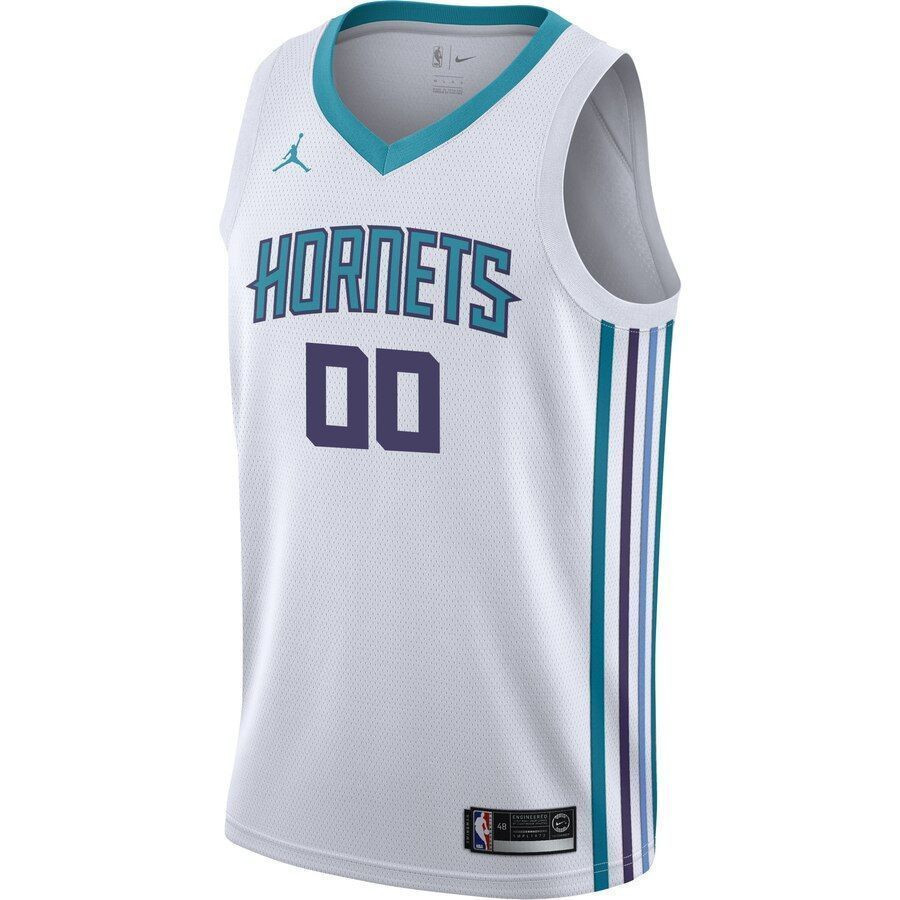 Alternative view of Charlotte Hornets Custom Swingman Basketball Jersey White - Association Edition - JS855 