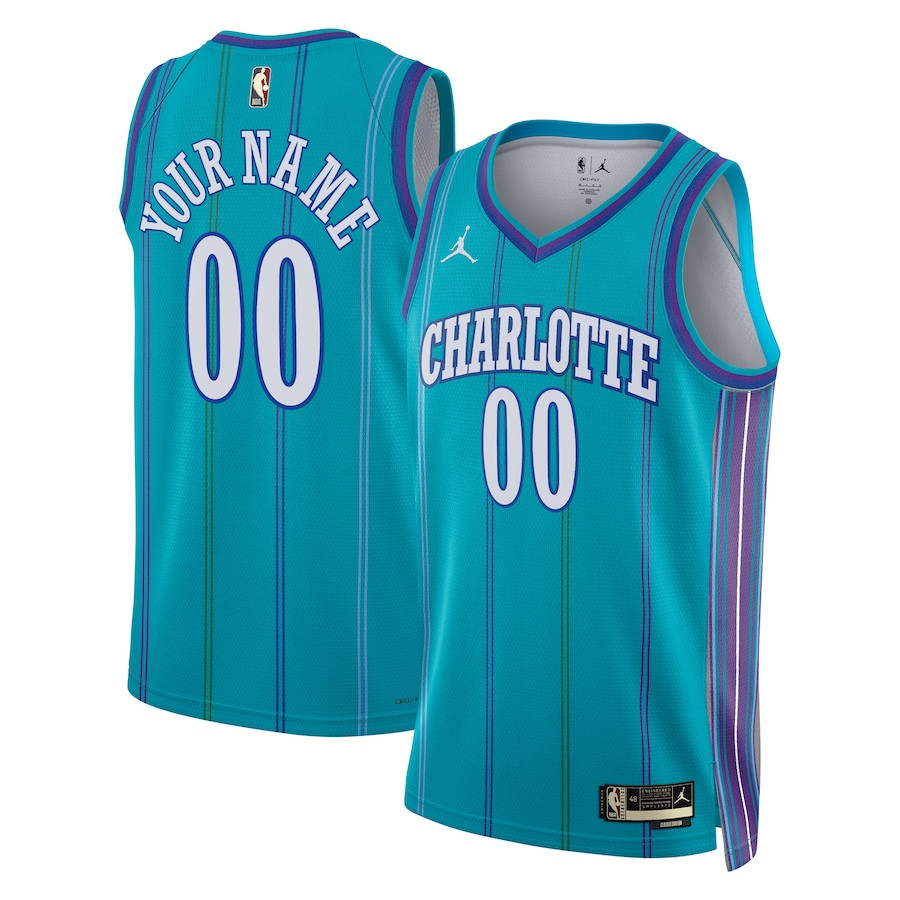 Charlotte Hornets Hardwood Classic Edition Swingman Custom Basketball Jersey - Teal - JS187 