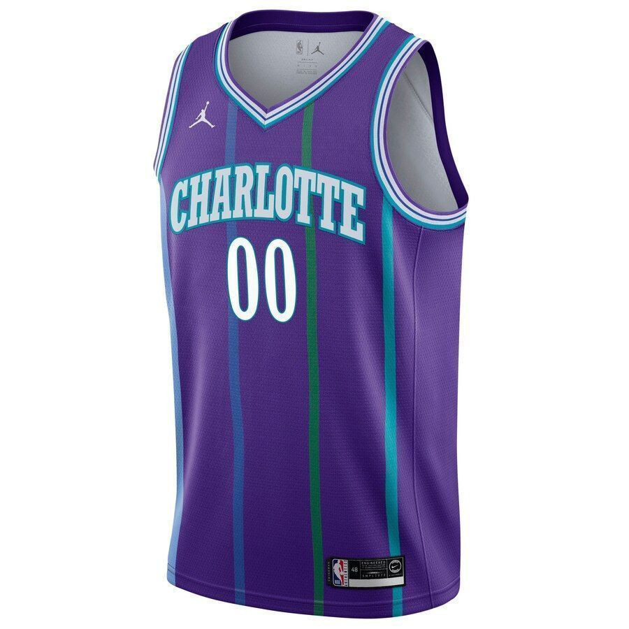Alternative view of Charlotte Hornets Hardwood Classics Custom Swingman Basketball Jersey - Purple - JS507 