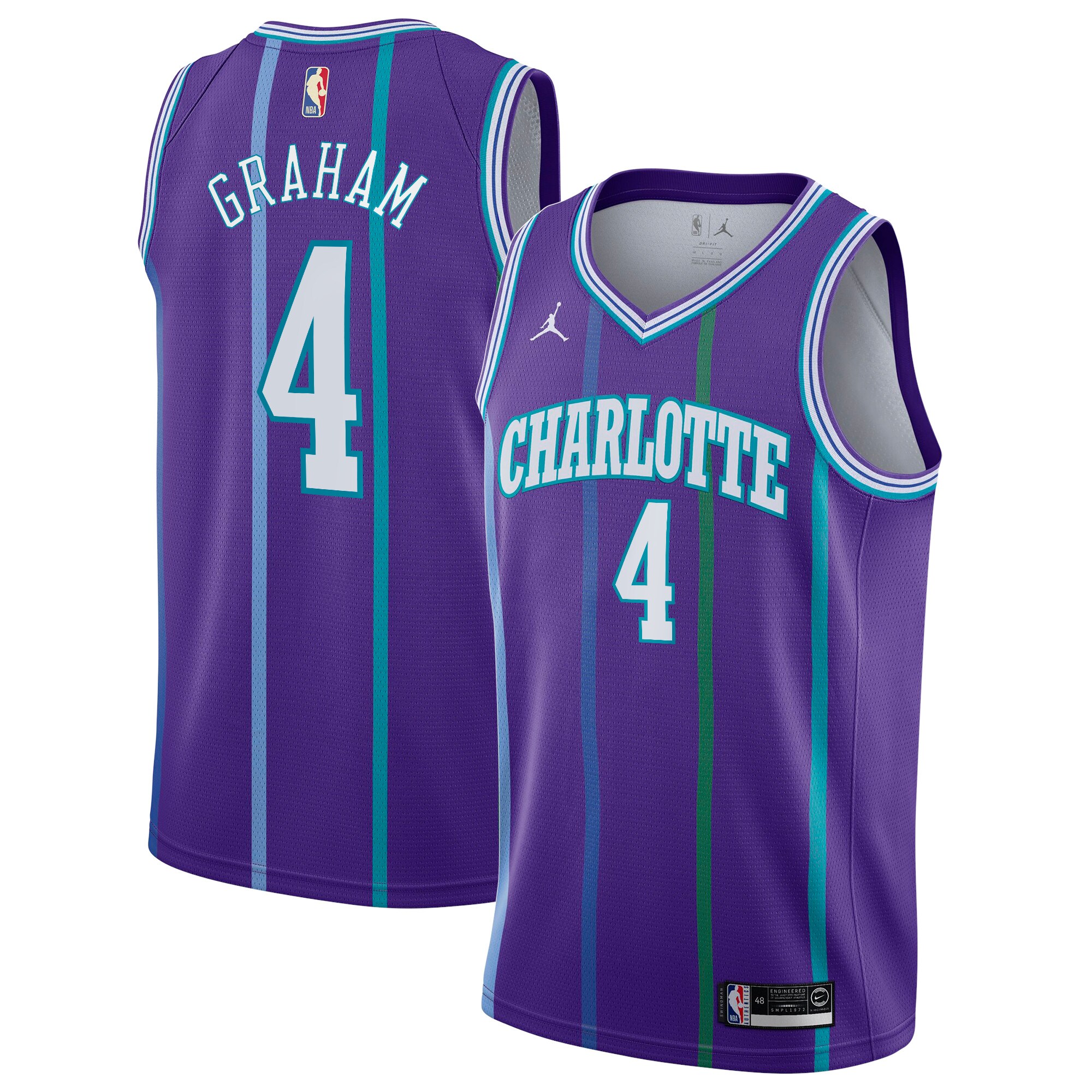 Charlotte Hornets Hardwood Classics Swingman Basketball Jersey - Devonte' Graham - Youth