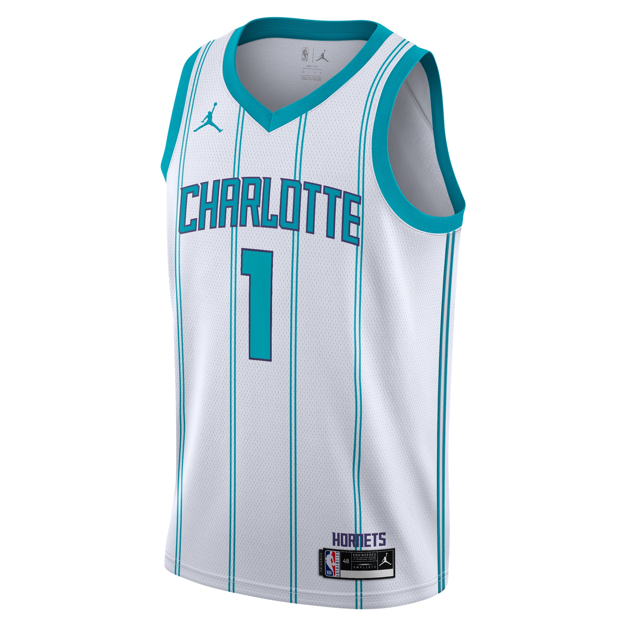 Alternative view of Charlotte Hornets Jordan Brand Association Edition Swingman Basketball Jersey - White - LaMelo Ball - Youth - JS702 