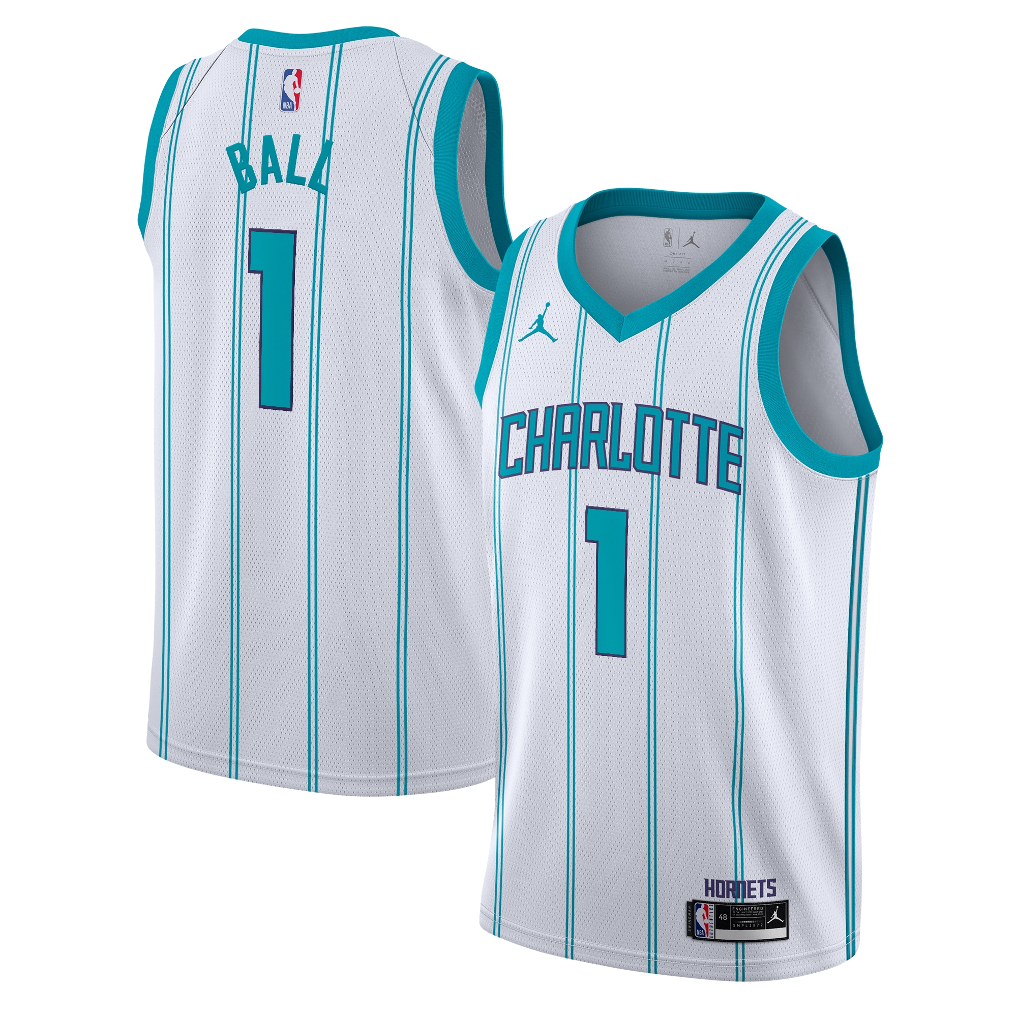 Charlotte Hornets Jordan Brand Association Edition Swingman Basketball Jersey - White - LaMelo Ball - Youth - JS702 