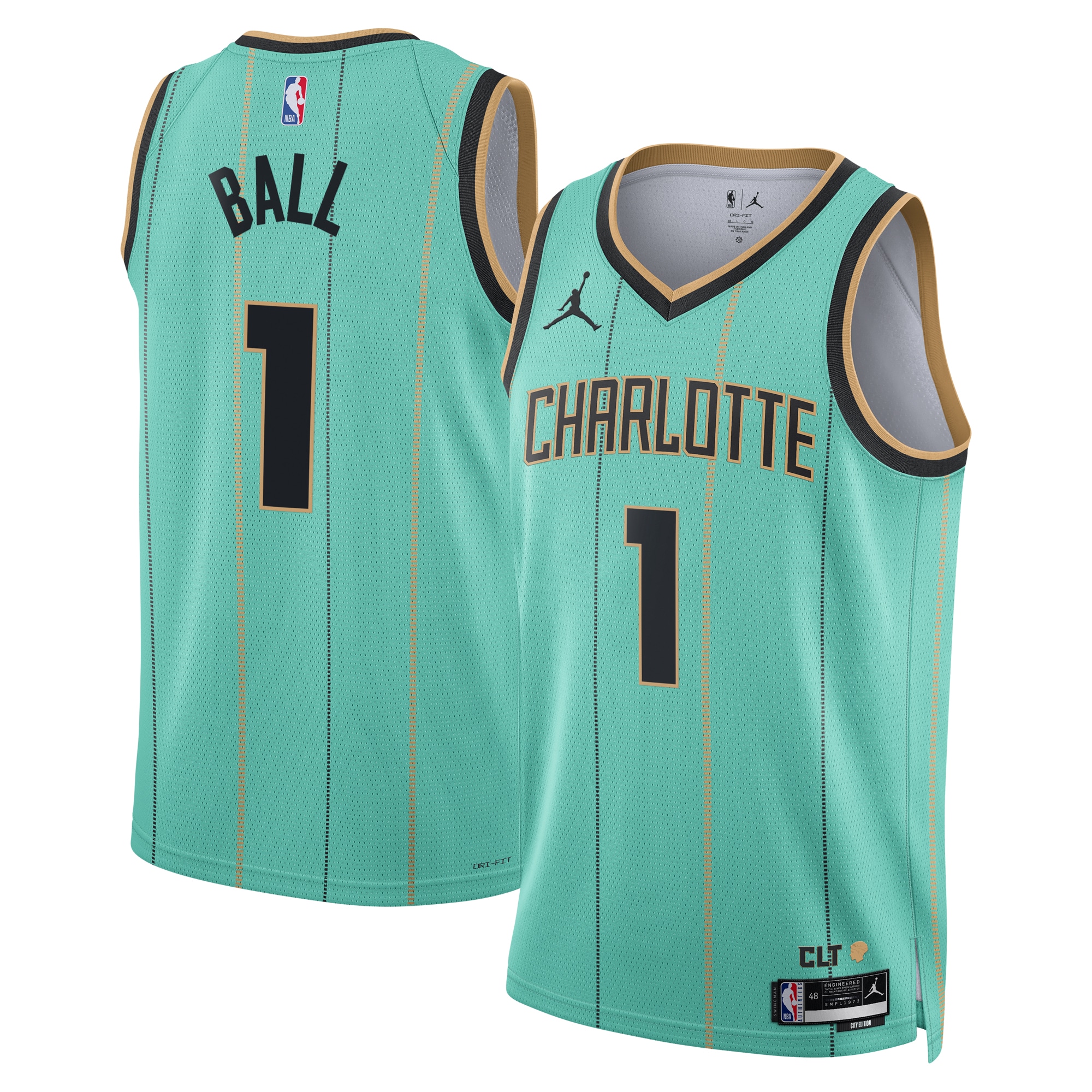 Charlotte Hornets Jordan Brand City Edition Swingman Basketball Jersey 2024 - Teal - LaMelo Ball - Unisex - JS932 