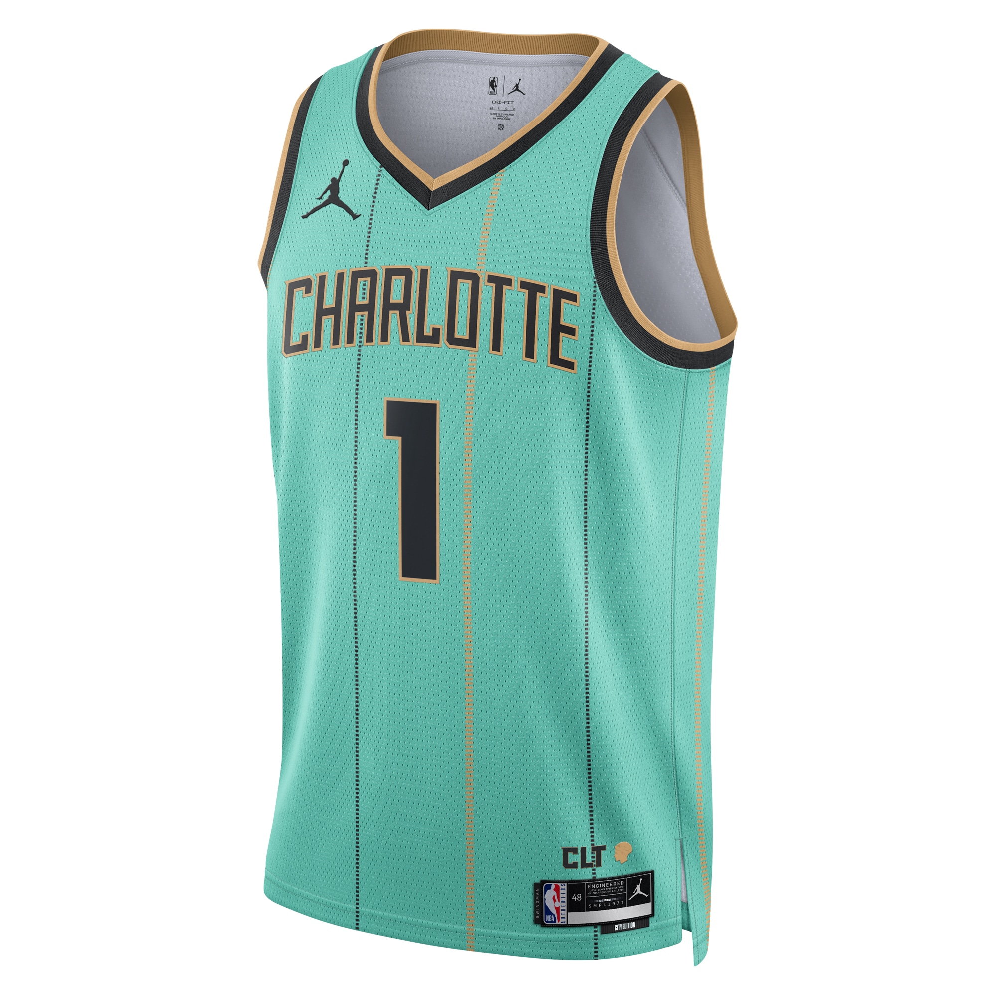 Alternative view of Charlotte Hornets Jordan Brand City Edition Swingman Basketball Jersey 2024 - Teal - LaMelo Ball - Unisex - JS932 