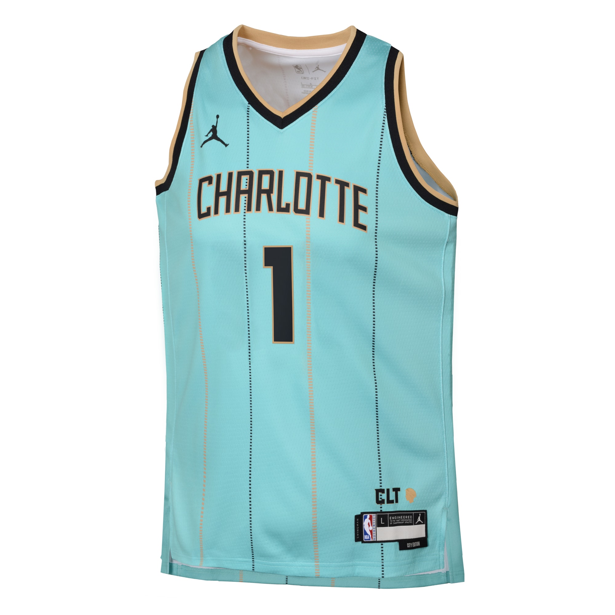 Alternative view of Charlotte Hornets Jordan Brand City Edition Swingman Basketball Jersey 2024 - Teal - LaMelo Ball - Youth - JS960 