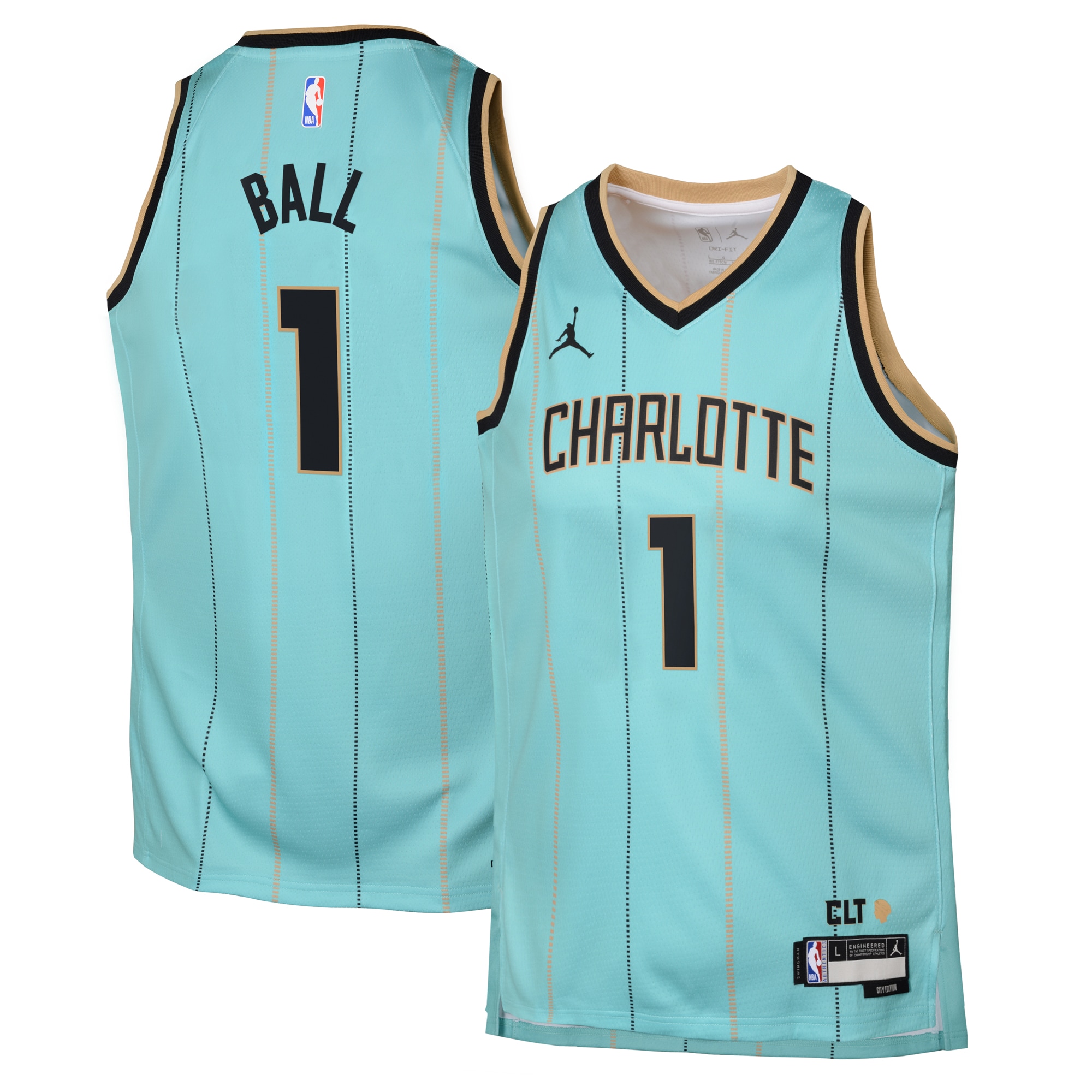 Charlotte Hornets Jordan Brand City Edition Swingman Basketball Jersey 2024 - Teal - LaMelo Ball - Youth - JS960 