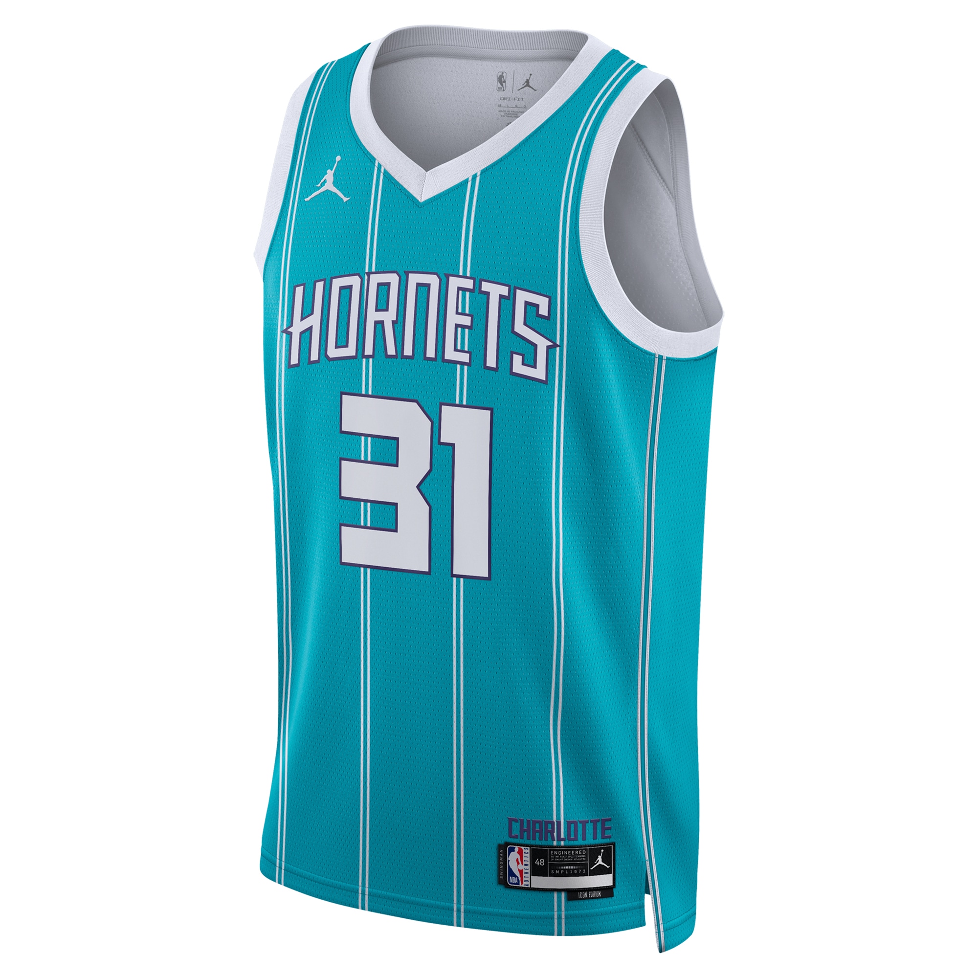 Alternative view of Charlotte Hornets Jordan Brand Icon Edition Swingman Basketball Jersey - Teal - Tidjane Salaün - Unisex - JS462 