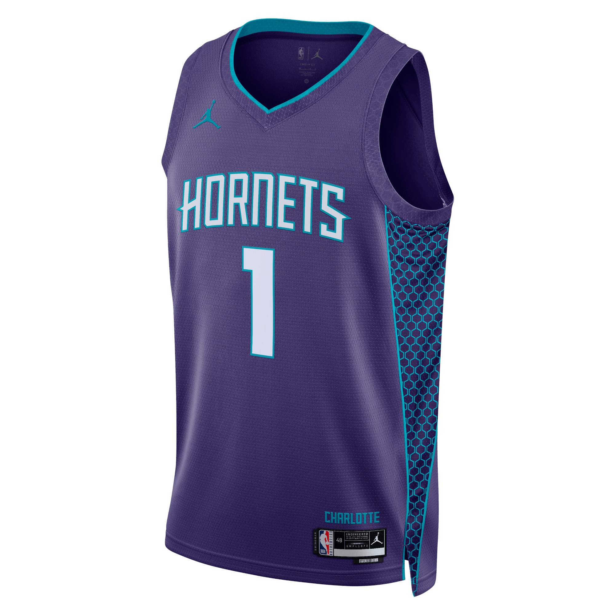Charlotte Hornets Jordan Brand Statement Edition Swingman Basketball Jersey - Purple - LaMelo Ball - Unisex - JS837 