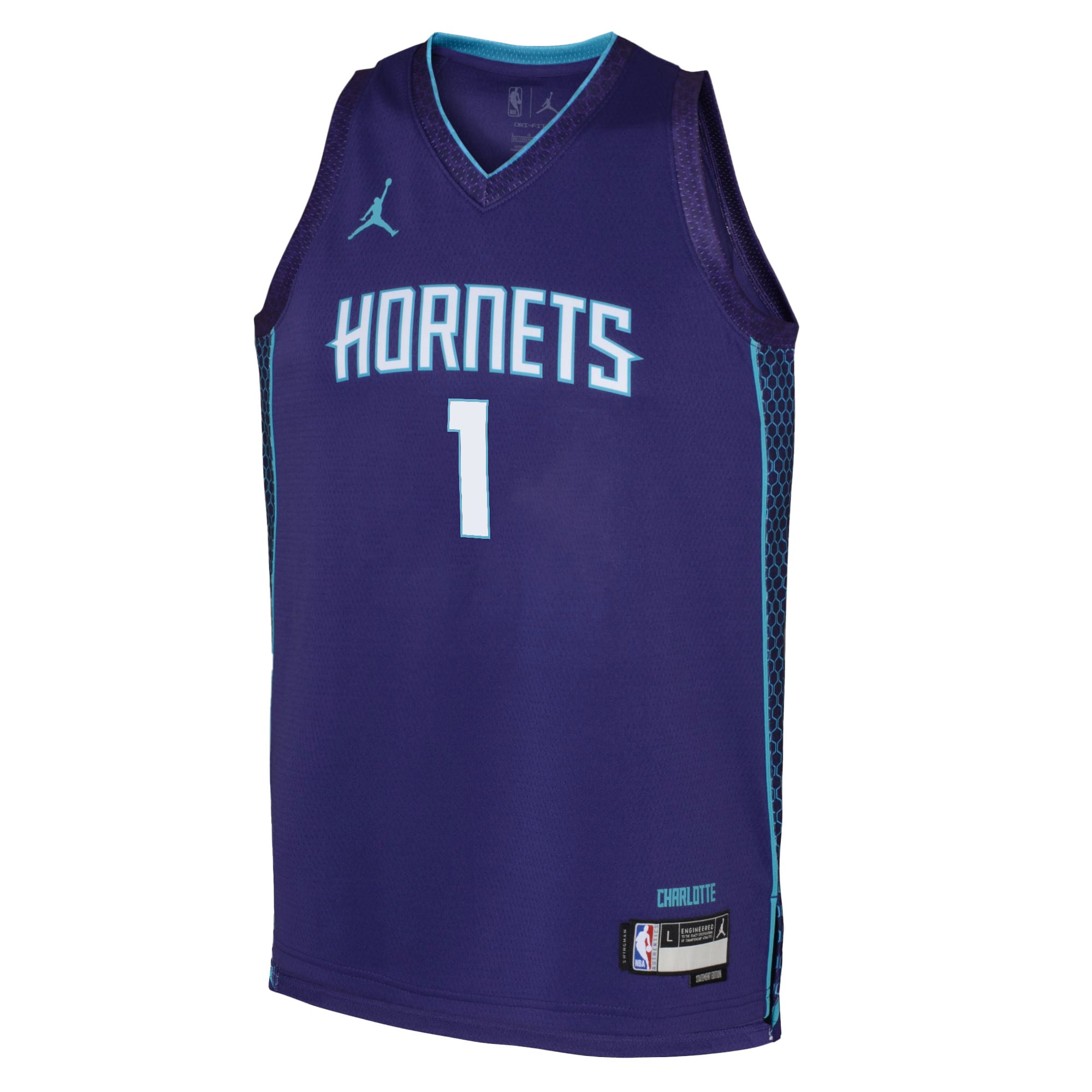 Charlotte Hornets Jordan Brand Statement Edition Swingman Basketball Jersey - Purple - LaMelo Ball - Youth - JS732 