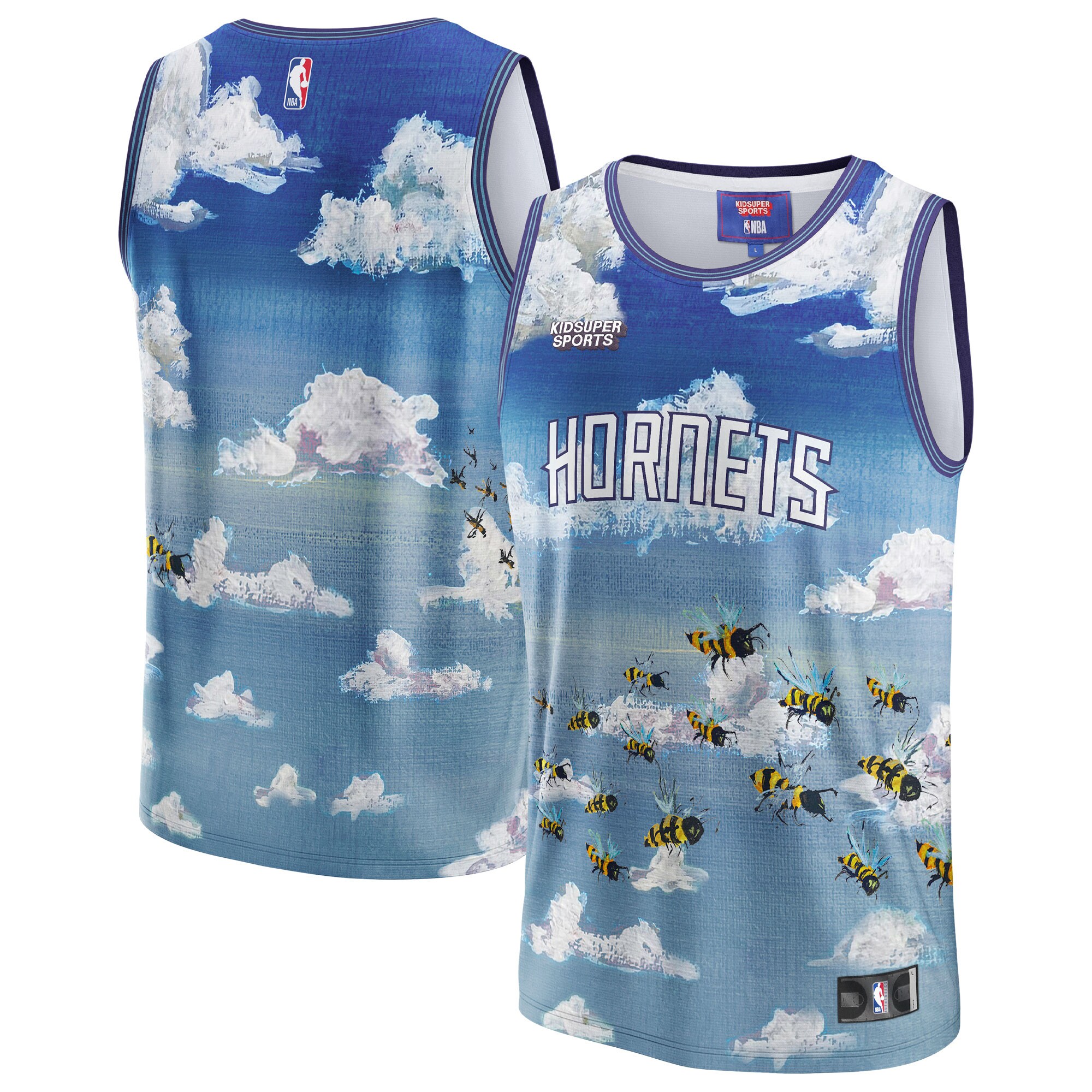 Alternative view of Charlotte Hornets Nba & Kidsuper Studios By Fanatics Unisex Hometown Basketball Jersey – Blue