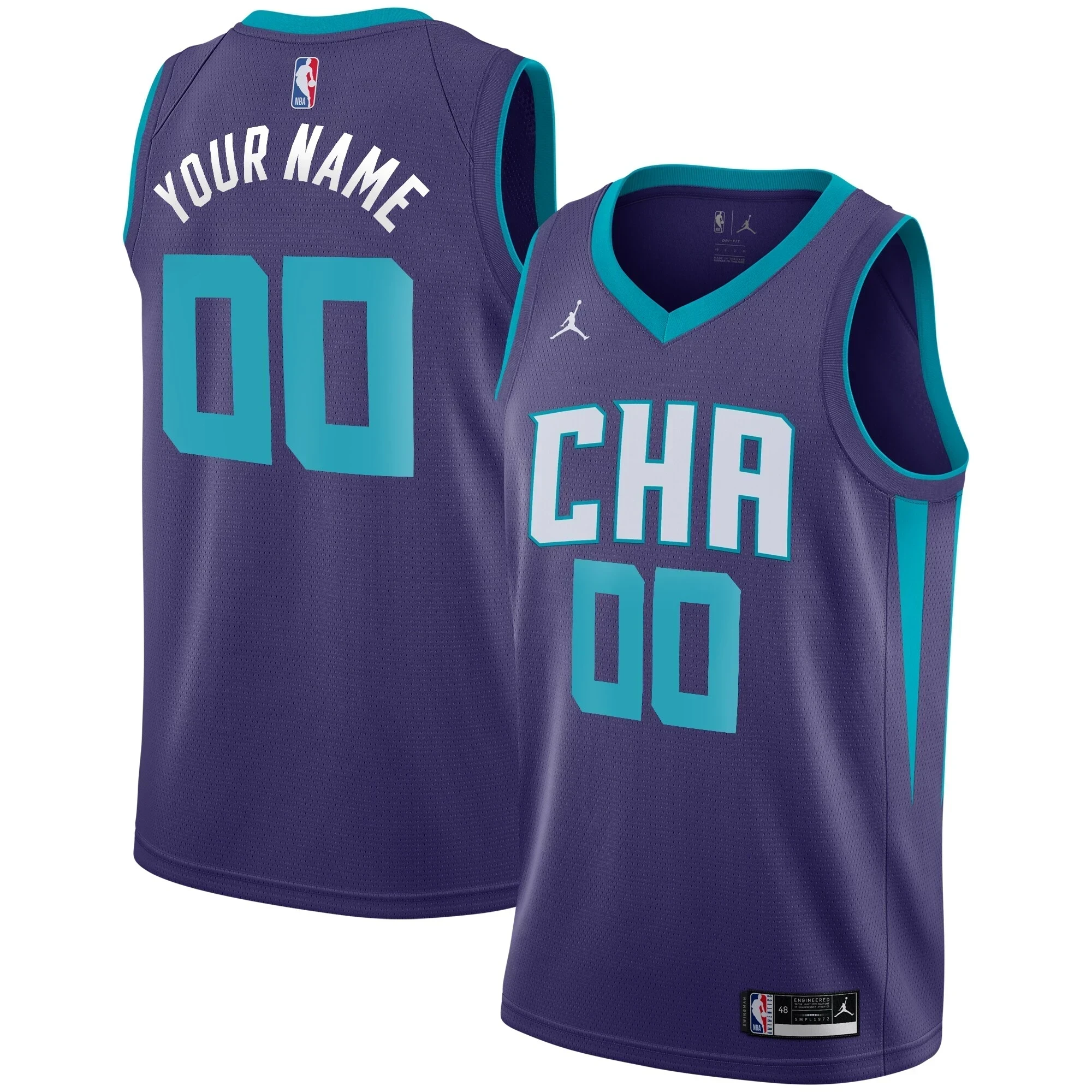Alternative view of Charlotte Hornets Swingman Blank Basketball Jersey - Statement Edition - Purple - JS326 