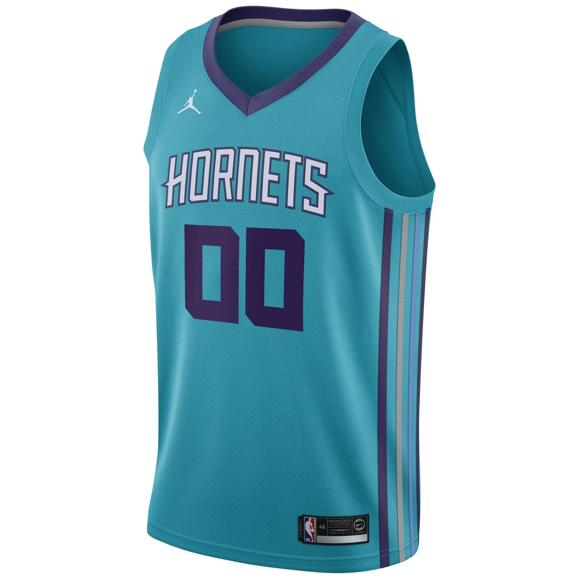 Alternative view of Charlotte Hornets Swingman Custom Basketball Jersey Teal - Icon Edition - JS265 