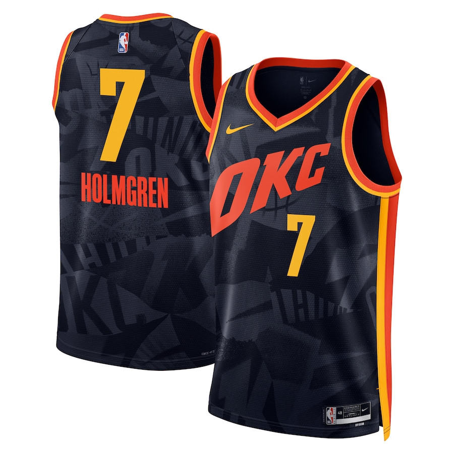 Chet Holmgren 7 Oklahoma City Thunder 2023/24 City Edition Swingman Basketball Jersey - Navy - JS633 