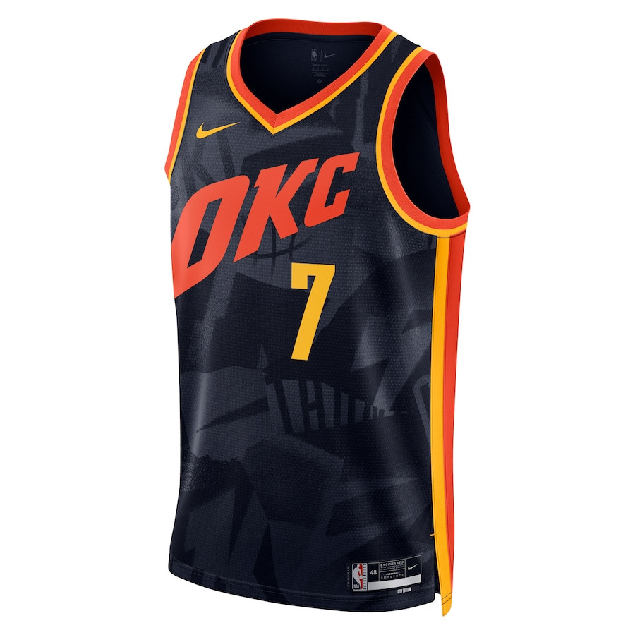 Alternative view of Chet Holmgren 7 Oklahoma City Thunder 2023/24 City Edition Swingman Basketball Jersey - Navy - JS633 