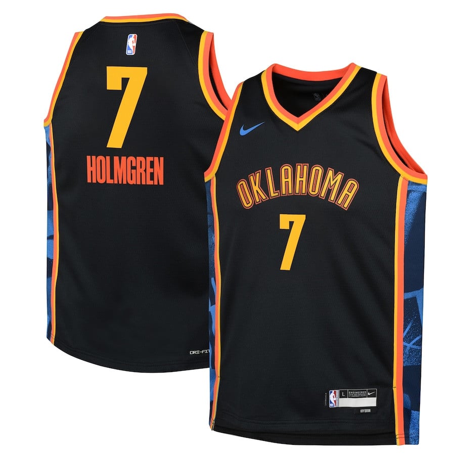 Chet Holmgren 7 Oklahoma City Thunder 2024/25 Swingman Player YOUTH Basketball Jersey - City Edition - Black - JS966 