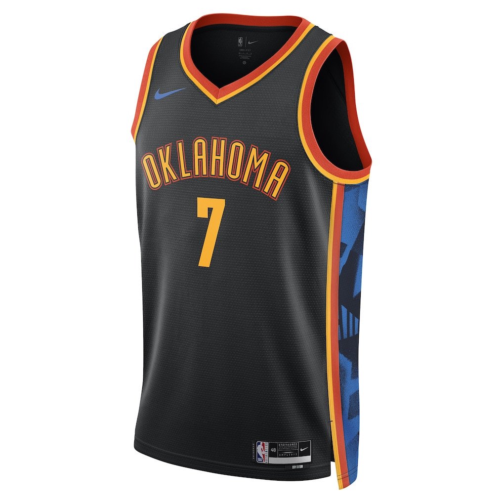 Alternative view of Chet Holmgren 7 Oklahoma City Thunder Unisex 2024/25 Swingman Player Basketball Jersey - City Edition - Black - JS761 