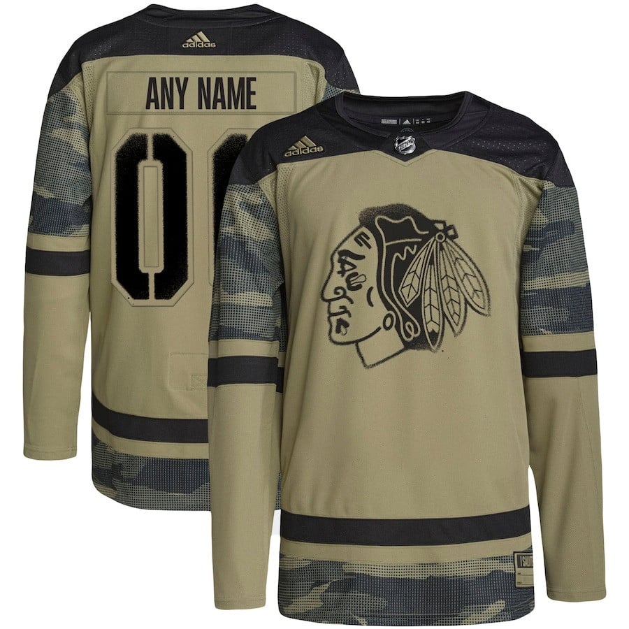 Chicago Blackhawks Military Appreciation Team Custom Practice Hockey Jersey - Camo - JS432 