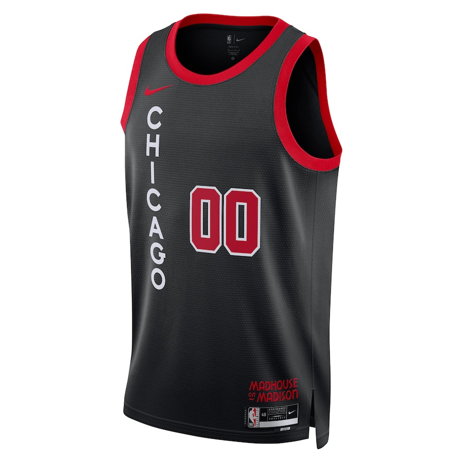 Alternative view of Chicago Bulls 2023/24 City Edition Swingman Custom Basketball Jersey - Black - JS666 