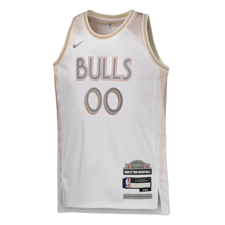 Alternative view of Chicago Bulls 2024/25 Swingman Custom YOUTH Basketball Jersey - City Edition - White - JS261 
