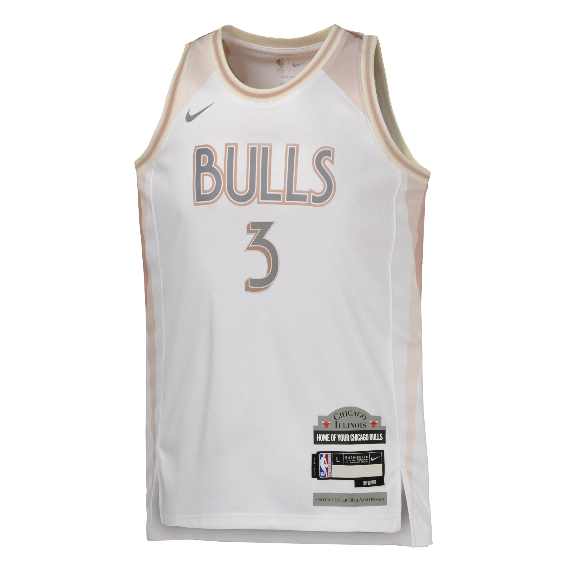 Alternative view of Chicago Bulls City Edition Swingman Basketball Jersey 2024 - White - Josh Giddey - Youth - JS858 