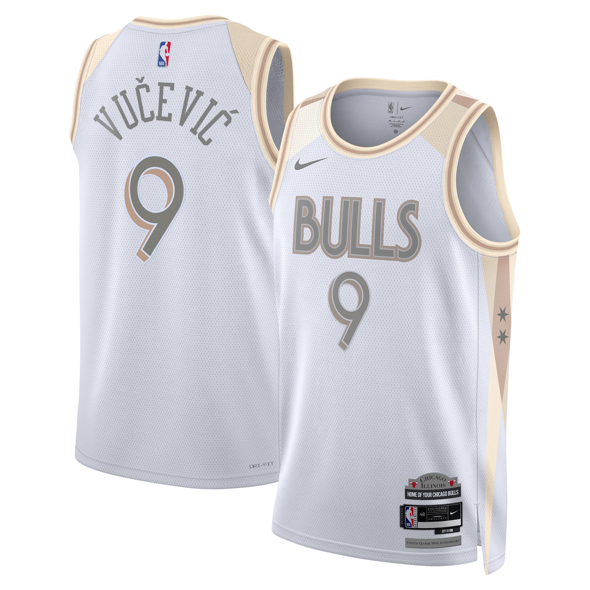 Chicago Bulls City Edition Swingman Basketball Jersey 2024 - White - Nikola Vučević - Unisex - JS637 