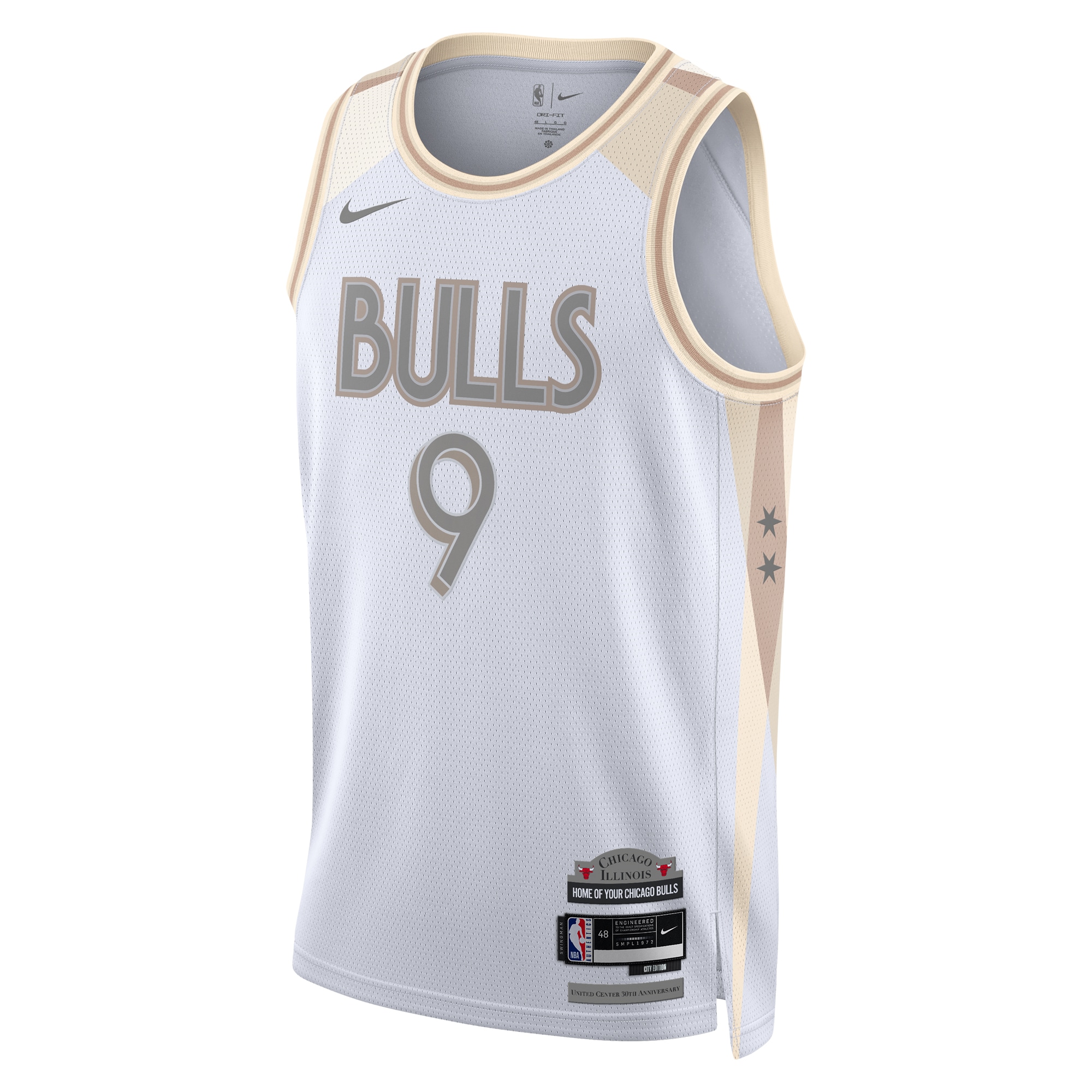 Alternative view of Chicago Bulls City Edition Swingman Basketball Jersey 2024 - White - Nikola Vučević - Unisex - JS637 