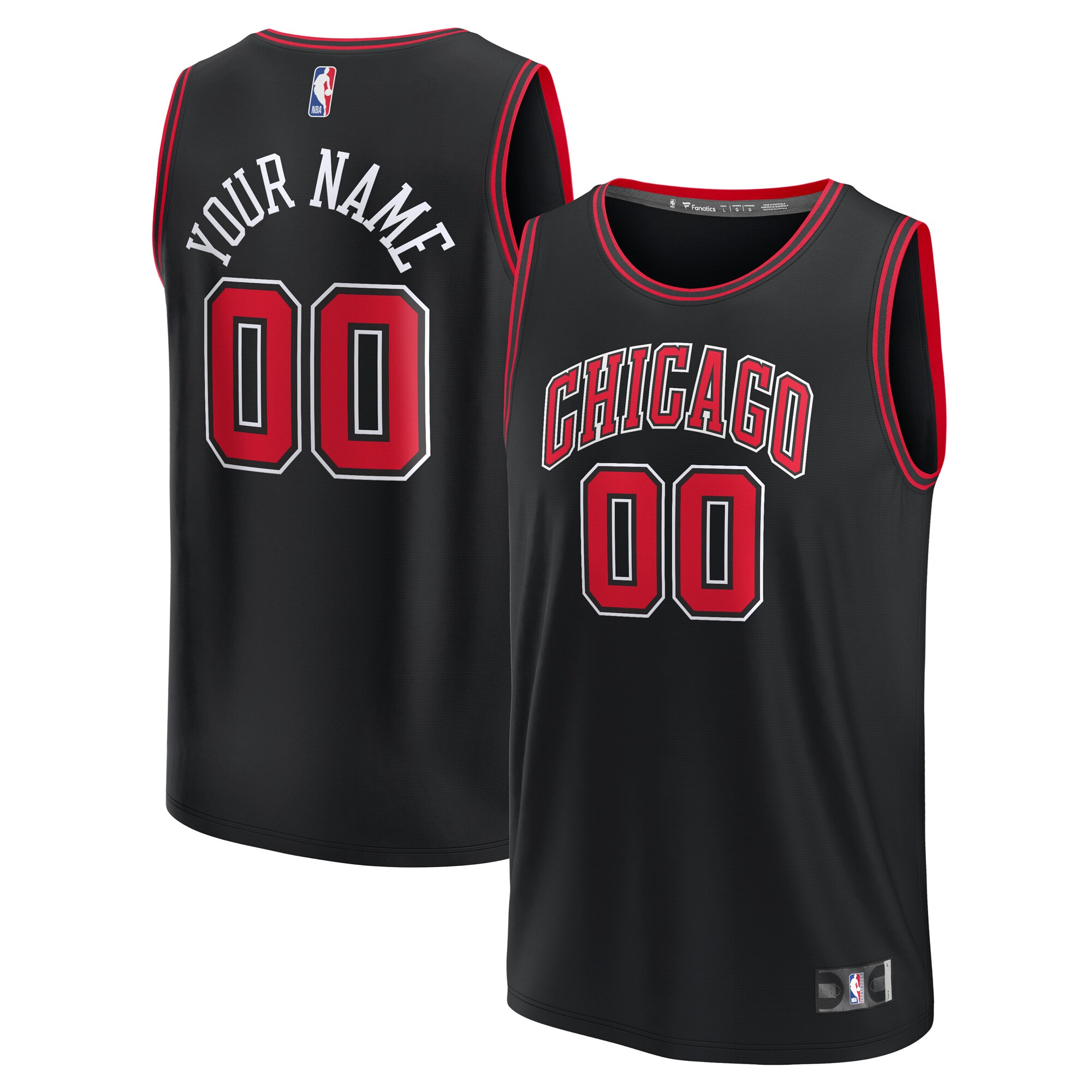 Chicago Bulls Fanatics Youth Fast Break Replica Custom Basketball Jersey - Statement Edition - Black