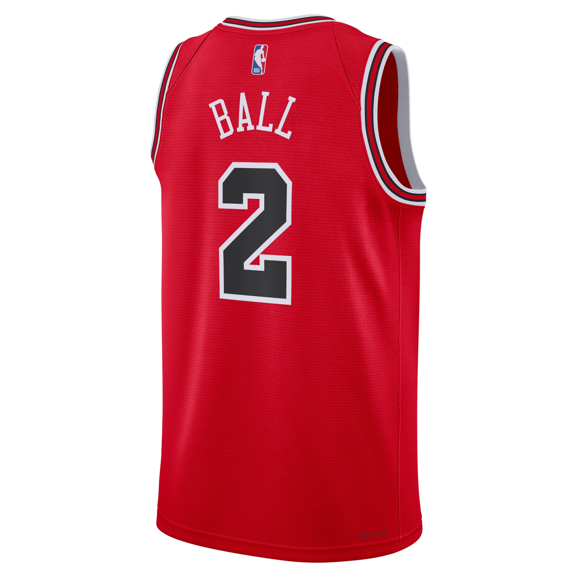 Alternative view of Chicago Bulls Icon Edition Swingman Basketball Jersey - Red - Lonzo Ball - Unisex - JS657 