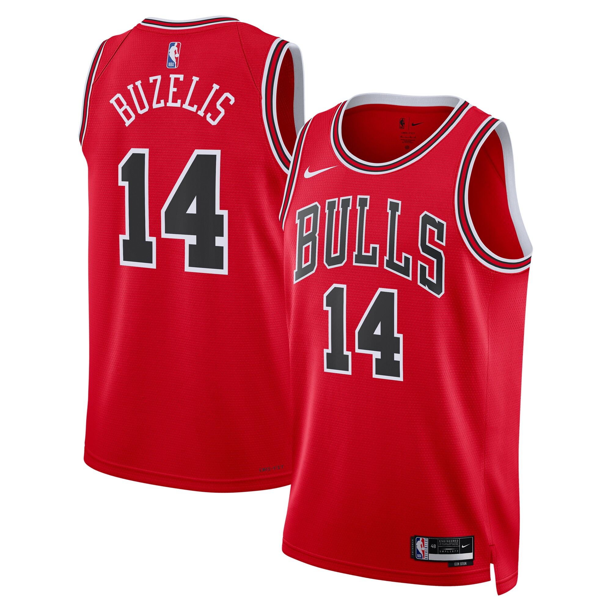 Chicago Bulls Icon Swingman Basketball Jersey - Red - Matas Buzelis - Unisex - JS311 