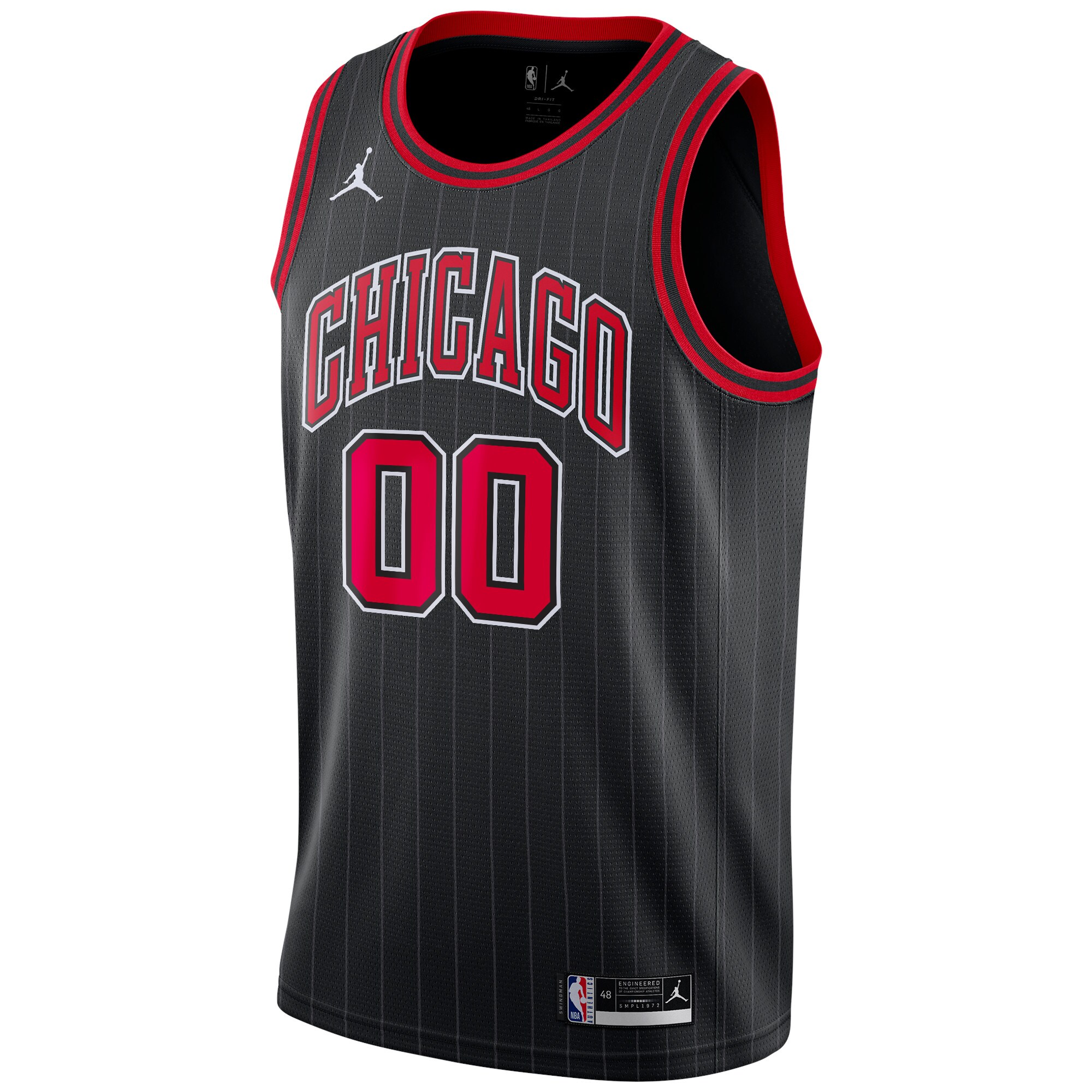Alternative view of Chicago Bulls Jordan Brand Swingman Custom Basketball Jersey - Statement Edition - Black