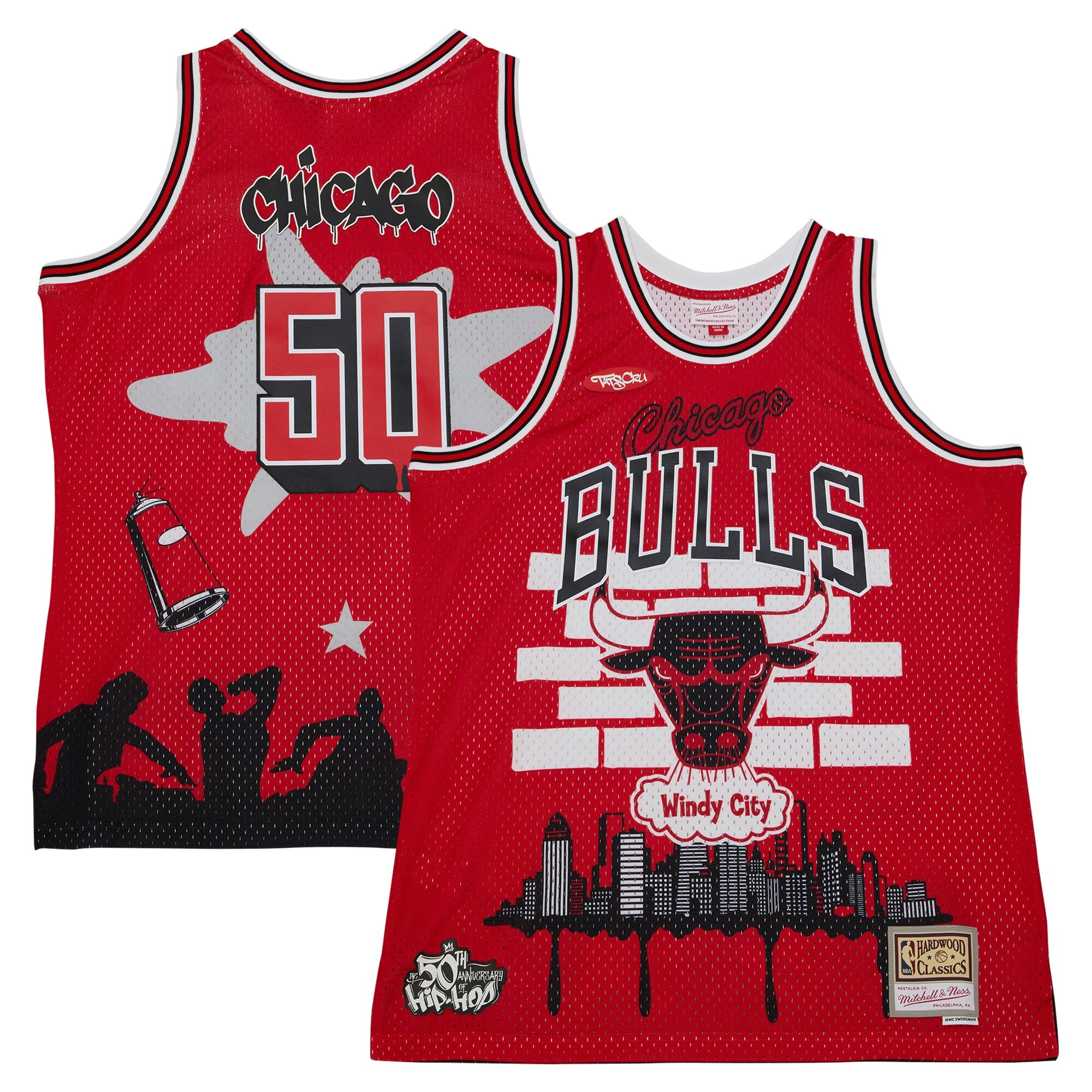 Chicago Bulls Mitchell & Ness X Tats Cru Hardwood Classics Fashion Basketball Jersey - Red