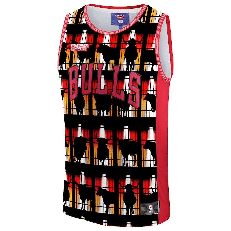 Alternative view of Chicago Bulls NBA & KidSuper Studios Unisex Hometown Basketball Jersey - Red - JS854 