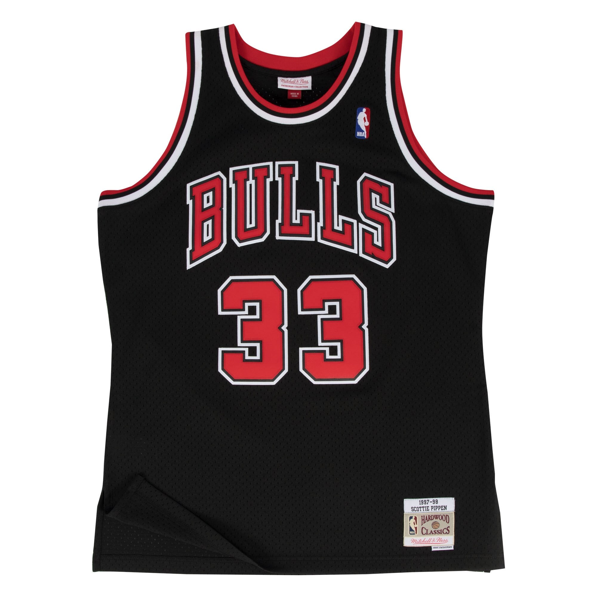 Alternative view of Chicago Bulls Scottie Pippen 1997-98 Hardwood Classics Alternate Swingman Basketball Jersey By Mitchell & Ness - Black - Mens - JS684 