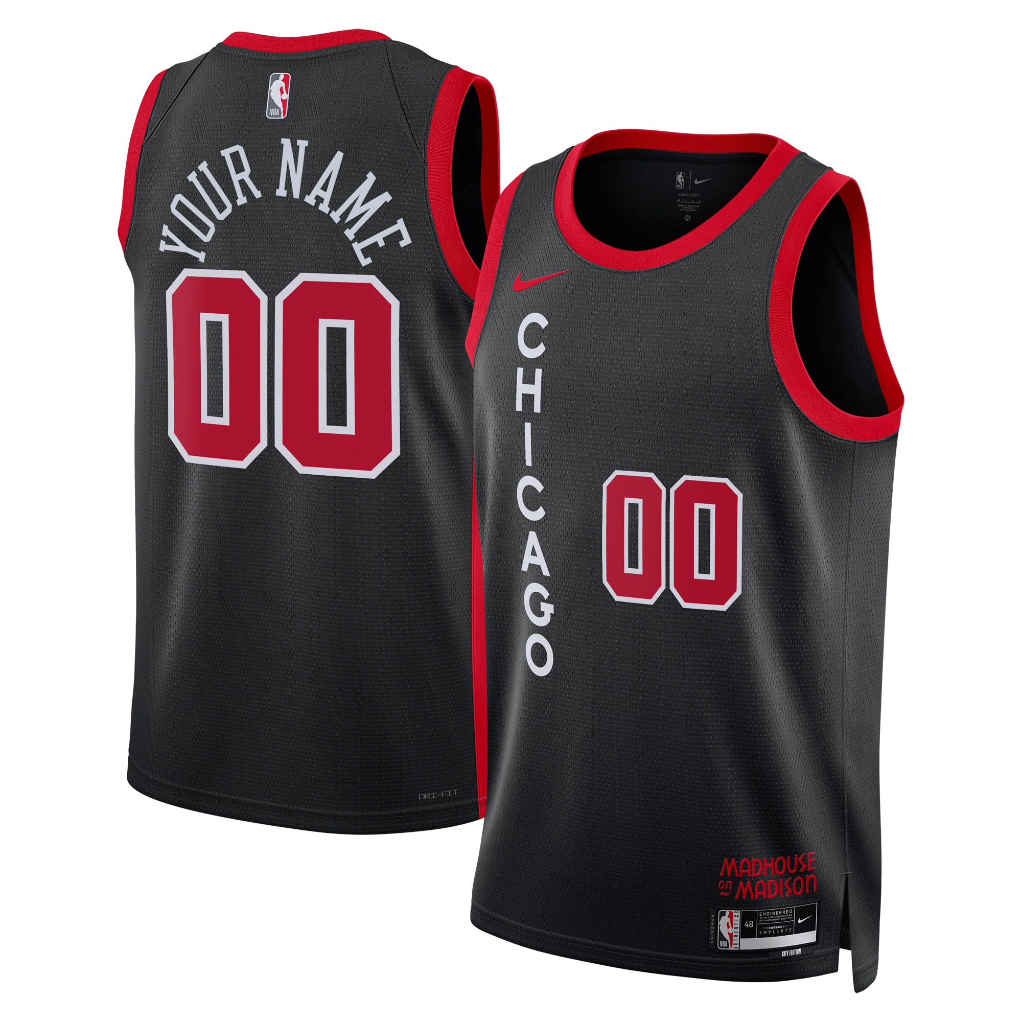 Chicago Bulls Unisex 2023/24 Custom Swingman Basketball Jersey - Black - City Edition