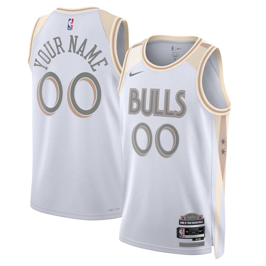 Chicago Bulls Unisex 2024/25 Custom Swingman Basketball Jersey - City Edition - White - JS632 