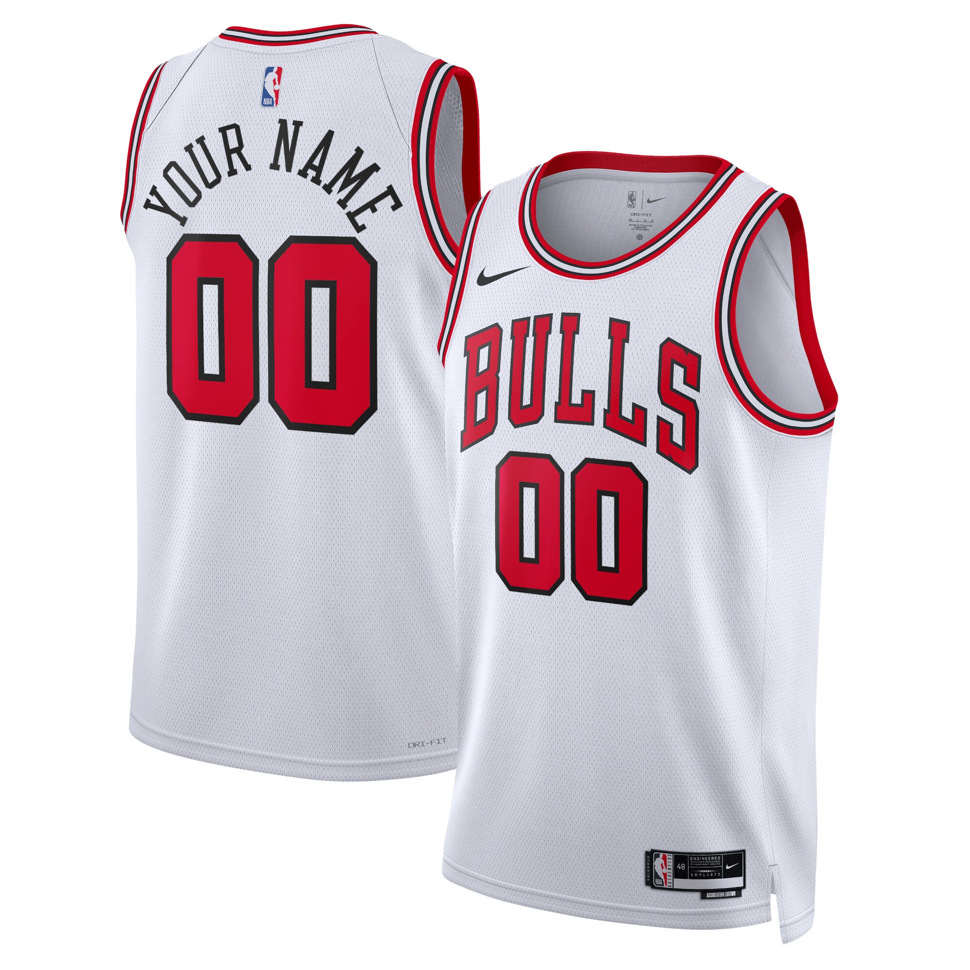 Chicago Bulls Unisex Swingman Custom Basketball Jersey White - Association Edition