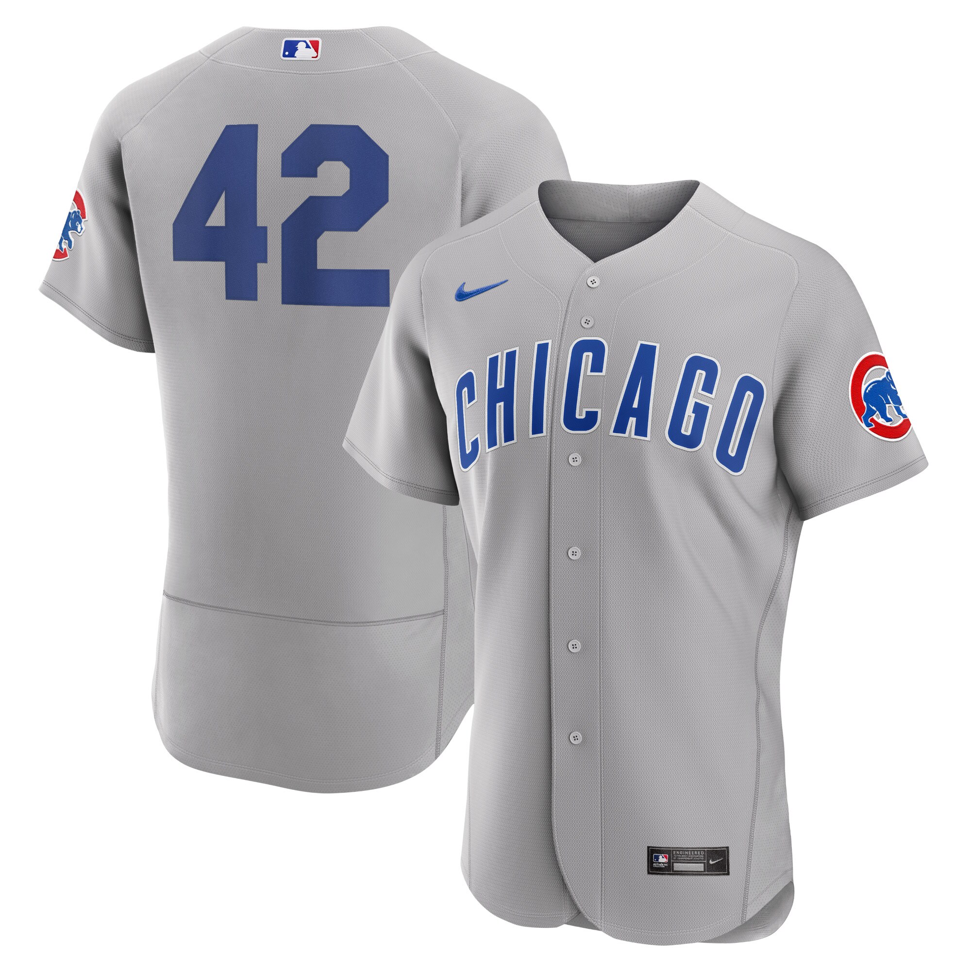 Alternative view of Chicago Cubs 2023 Jackie Robinson Day Authentic Baseball Jersey - Gray