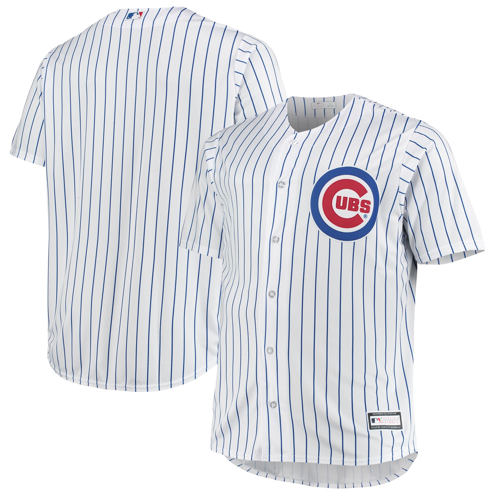 Alternative view of Chicago Cubs Big & Tall Home Replica Team Baseball Jersey – White/royal