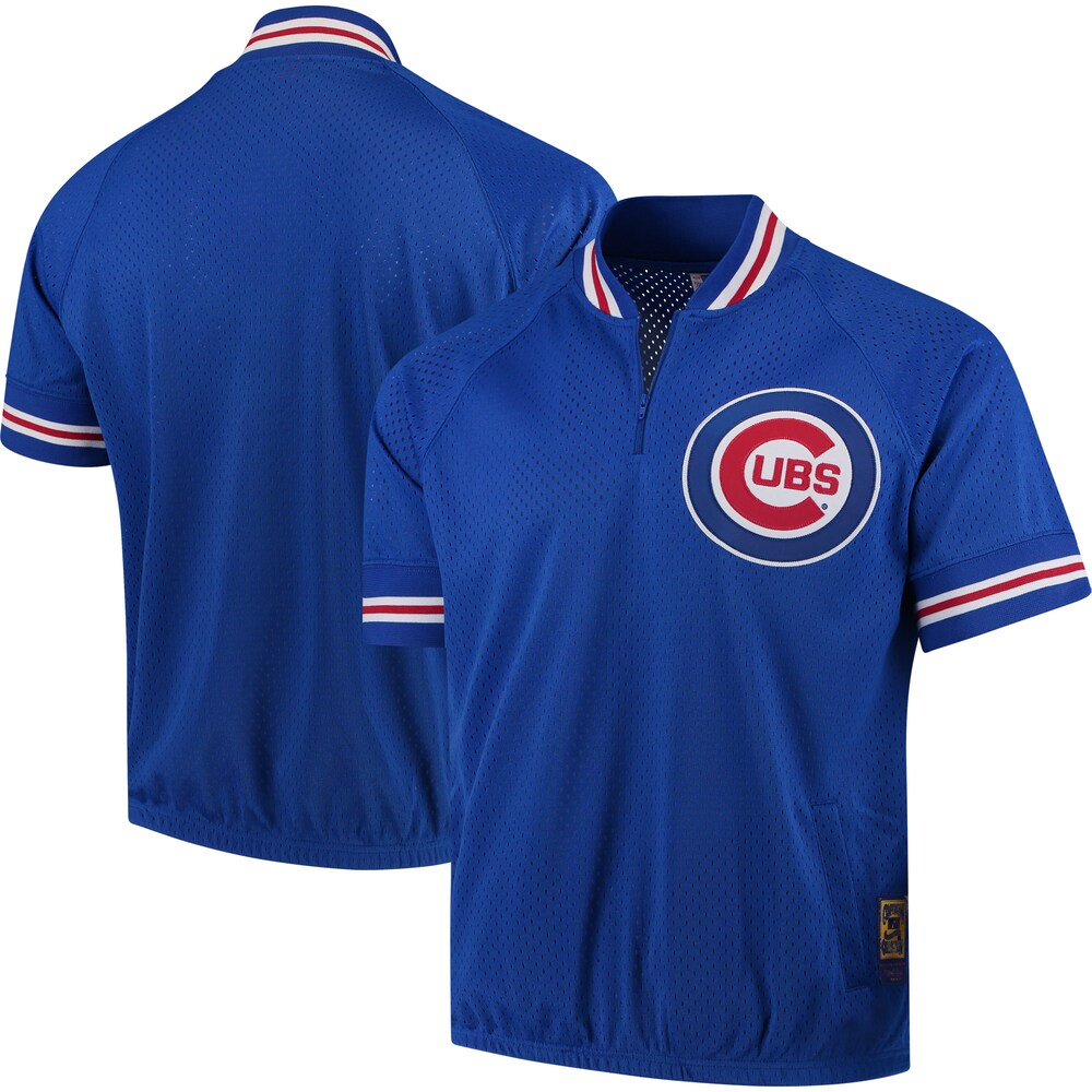 Chicago Cubs Mitchell & Ness Cooperstown Collection Mesh Batting Practice Quarter-zip Baseball Jersey - Royal